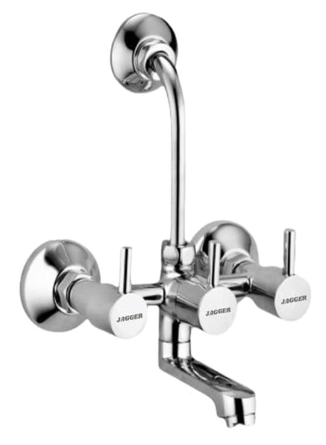 JAGGER JAG150 Brass Wall Mixer with Provision for Over Head Shower and 190mm Long Bend Pipe (Chrome) (Turbo PAN) - Image 1